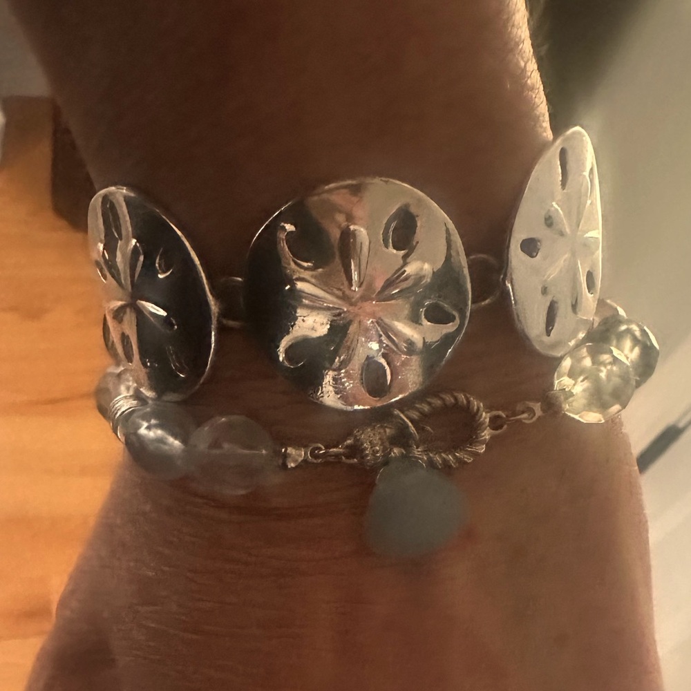 TWO SILVERTONE BRACELETS